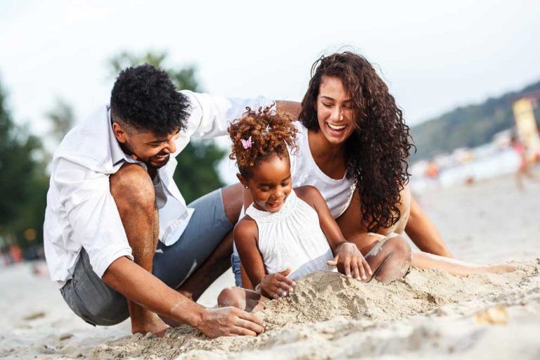 Family on beach